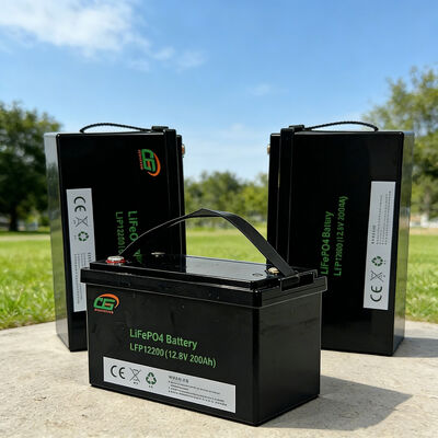 Batería LiFePO4 de alta capacidad 12.8v 25.6v 200ah 8000 Vida útil del ciclo con BMS inteligente para almacenamiento solar / barco / RV